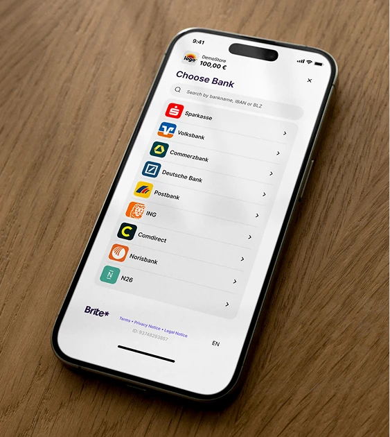 A selection of banks for the mobile CTA image for Brite Payments